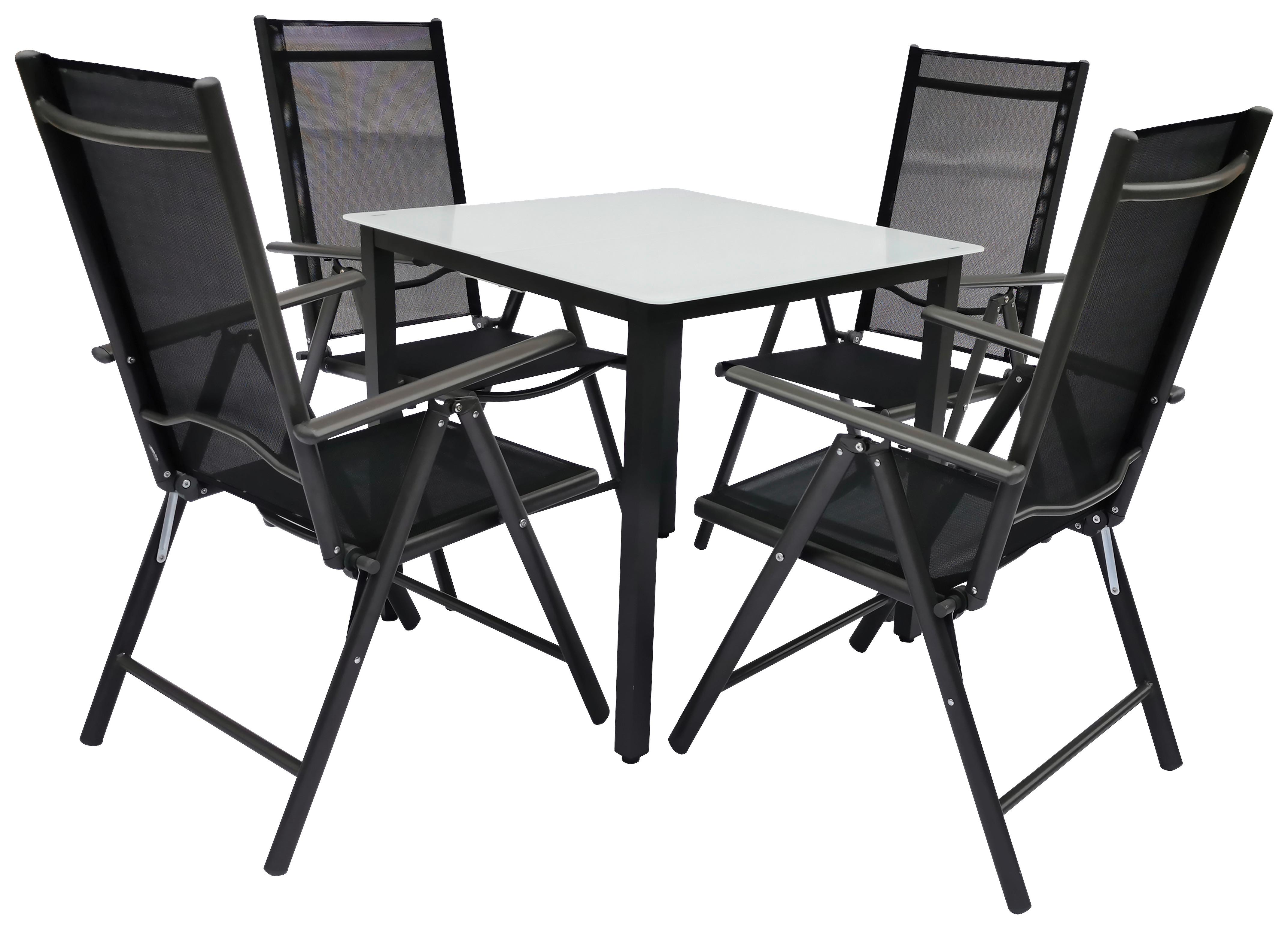 Zahradní sestava, 5- dílna, stůl 80x80 - antracitová, Basics, kov/textil - Gardenson