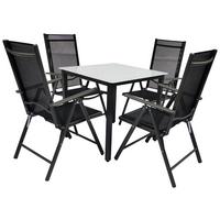 Zahradní sestava, 5- dílna, stůl 80x80 - antracitová, Basics, kov/textil - Gardenson