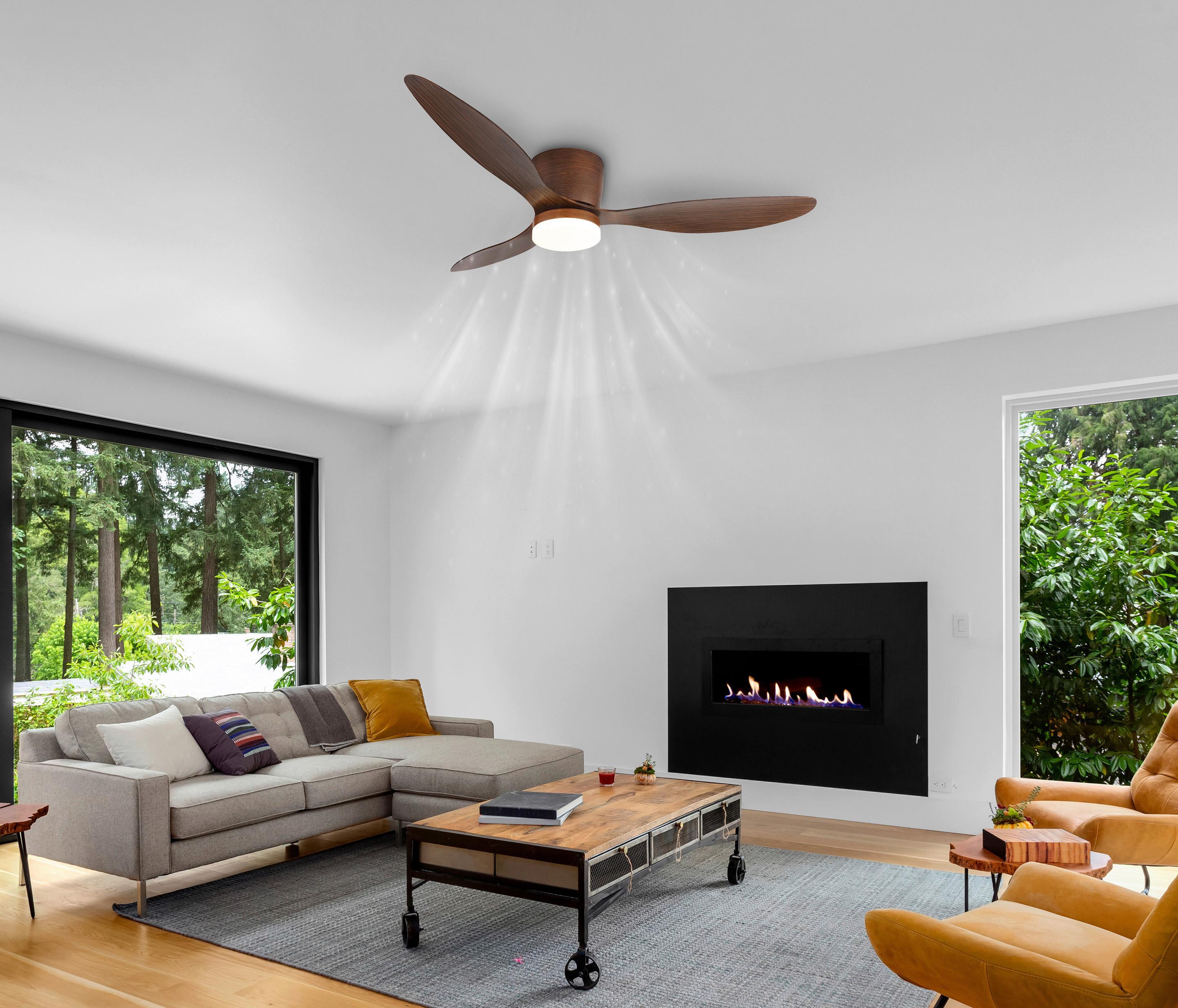 Deckenventilator Opal Dunkelbraun D: 131,5 cm - Dunkelbraun/Opal, KONVENTIONELL, Kunststoff/Metall (131,5/22,6cm) - Globo