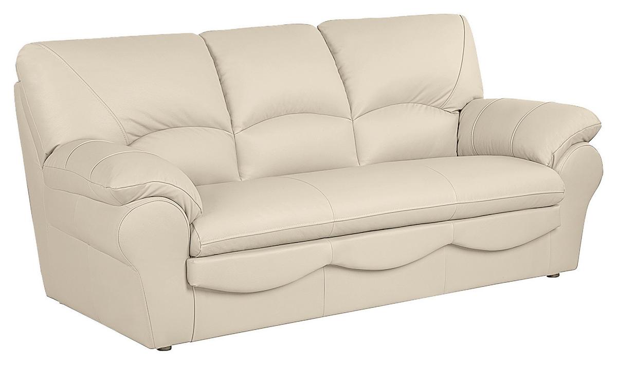 Schlafsofa Oslo, Beige B: 205 Cm - Beige/Schwarz, Design, Leder (205/92/85cm) - Livetastic