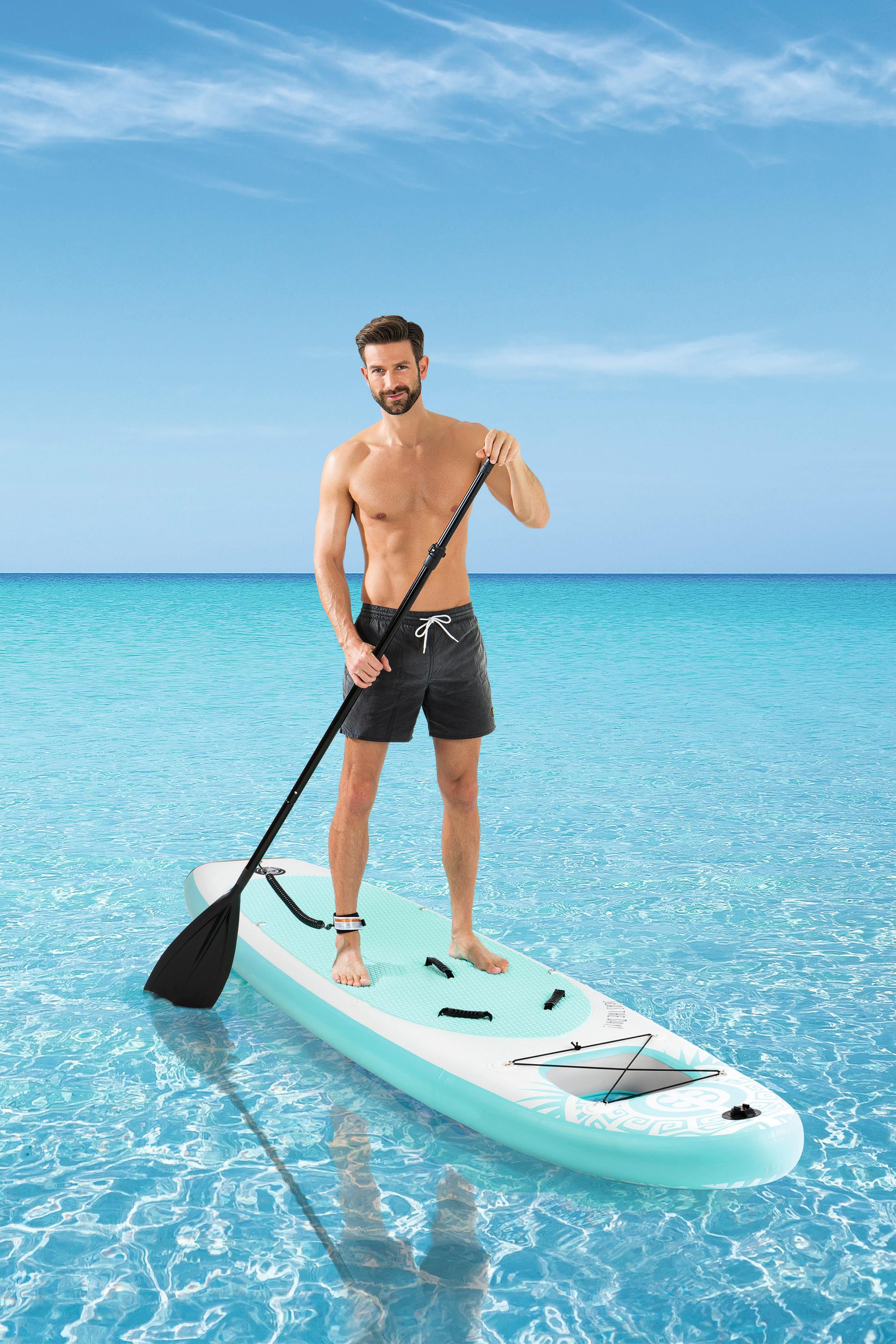 Easymaxx Stand-Up Paddle Board Hardboard Window 02615 - Türkis/Orange, Basics, Kunststoff (385/81/15cm)