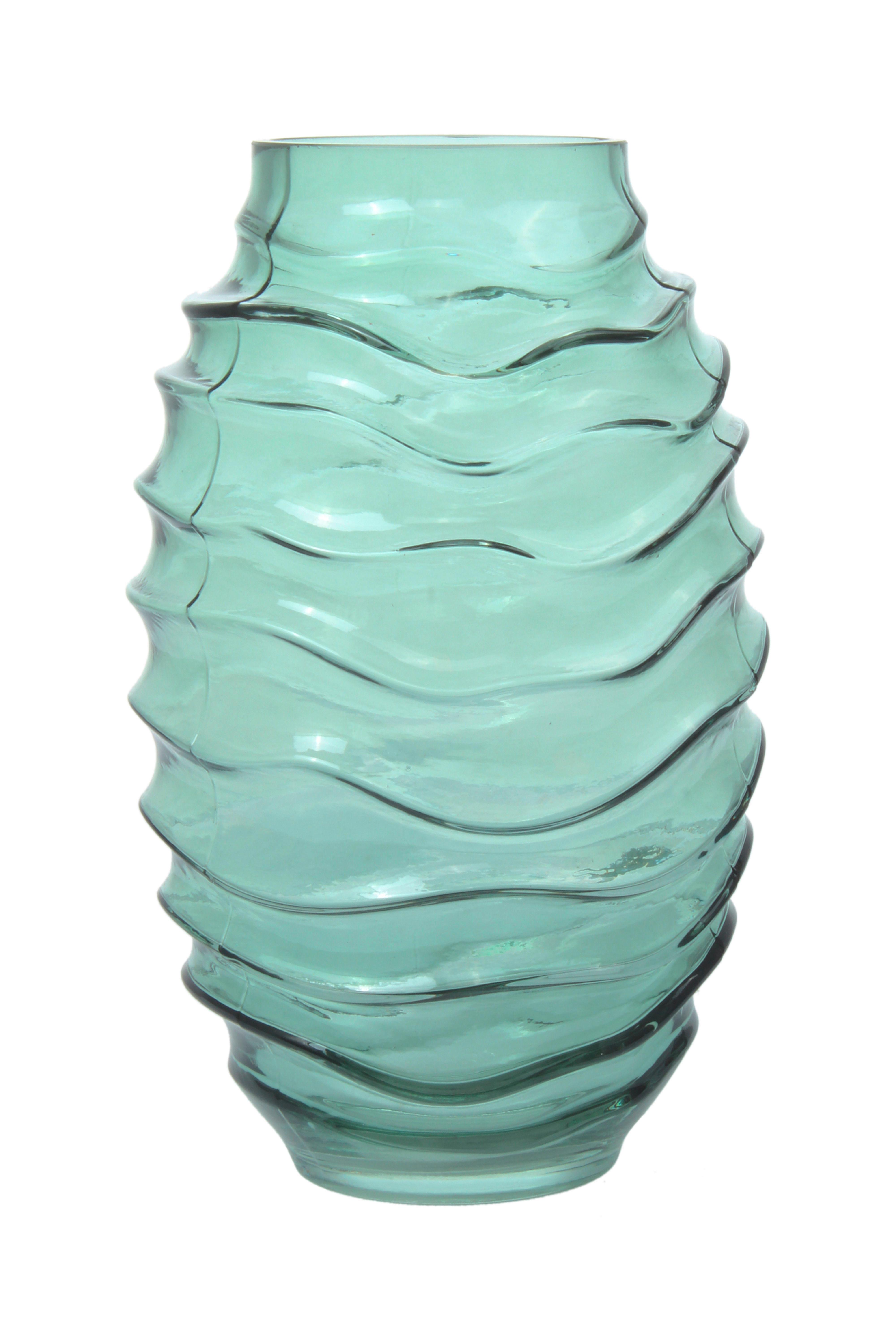 Vase Sidney Bauchig Glas Grün H: 25,5 cm - Grün, Design, Glas (16/25,5/16cm)