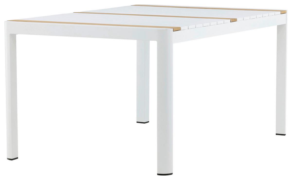 Gartentisch Togo Teakholz/metall L 90 Cm - Weiß, KONVENTIONELL, Holz/Metall (150/90/75cm) - Gardenson