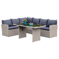 GARTENSET LANZAROTE - Grau, MODERN, Kunststoff/Textil - Gardenson