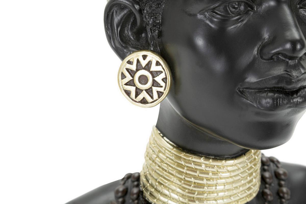 Skulptur Massai Woman Tribe Schwarz, Goldfarben, B: 23 cm - Goldfarben/Schwarz, Basics, Kunststoff (23/38.5/19cm)