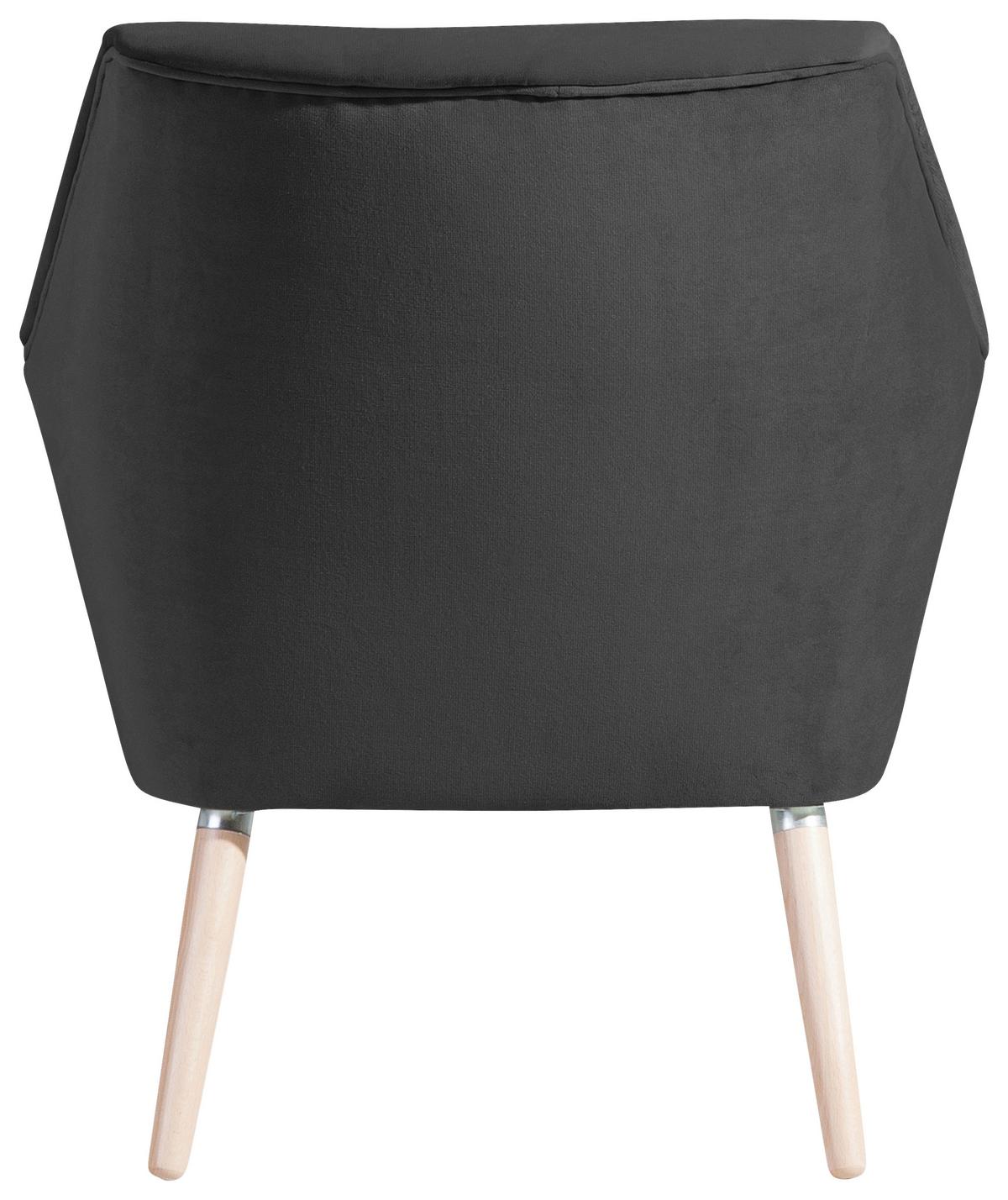 Polstersessel mit Armlehnen Alegro Samt Anthrazit - Anthrazit/Buchefarben, Design, Textil (67/81/71cm) - Max Winzer