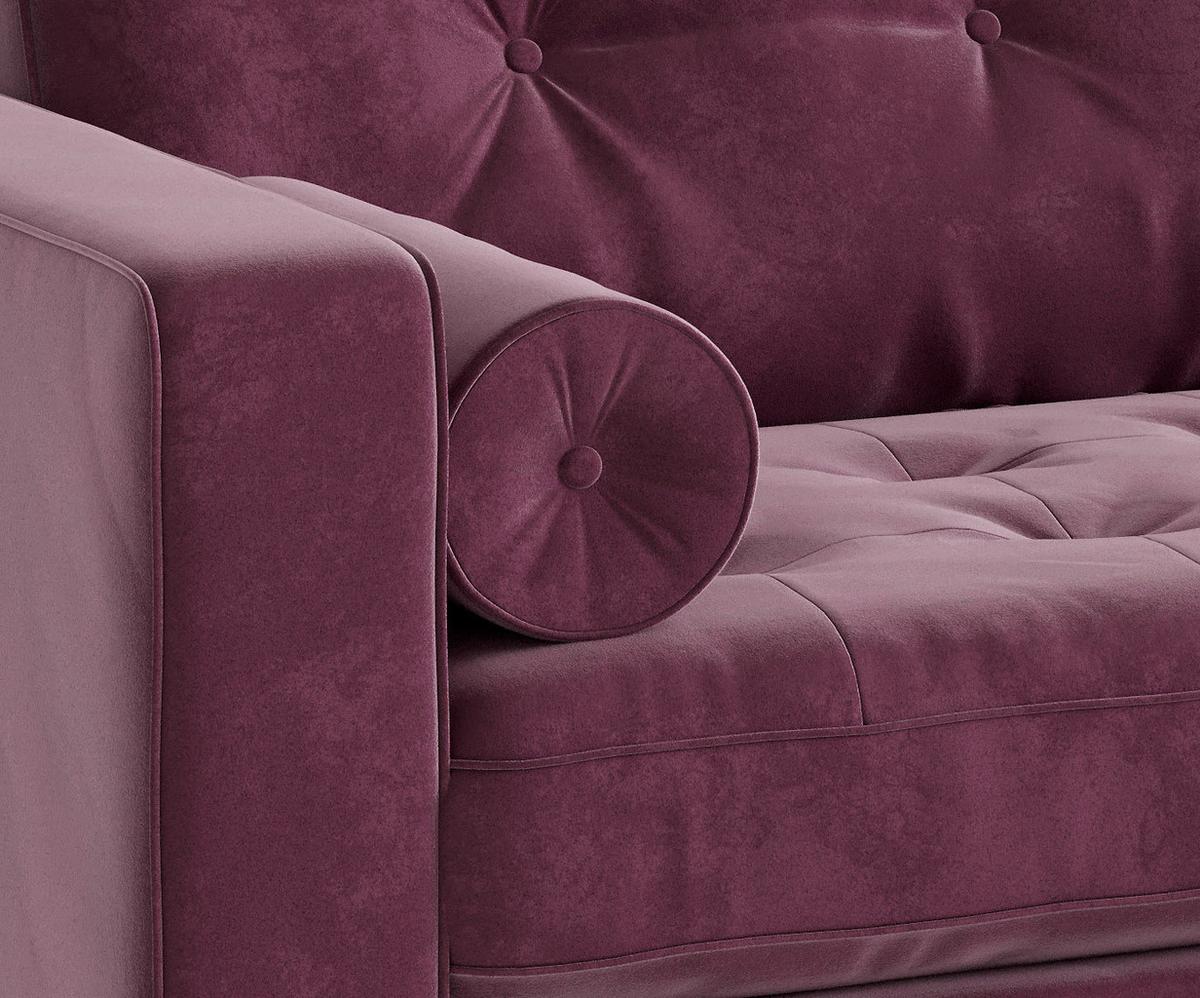 Ecksofa Scott - Edelstahlfarben/Weinrot, Design, Textil (205/259cm) - Livetastic