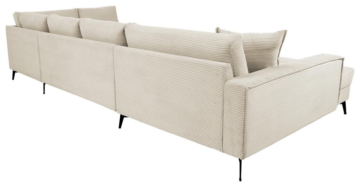 Wohnlandschaft Zero Creme U-Form 195x362x173 cm - Creme/Schwarz, Trend, Textil (173/362/195cm)