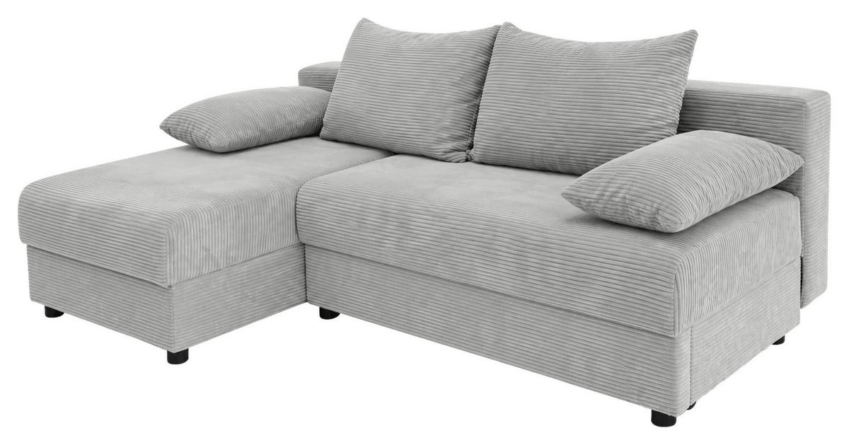 Ecksofa mit Bettfunktion Lima, Grau, 195x140cm - Schwarz/Grau, Trend, Holz/Kunststoff (195/140cm)