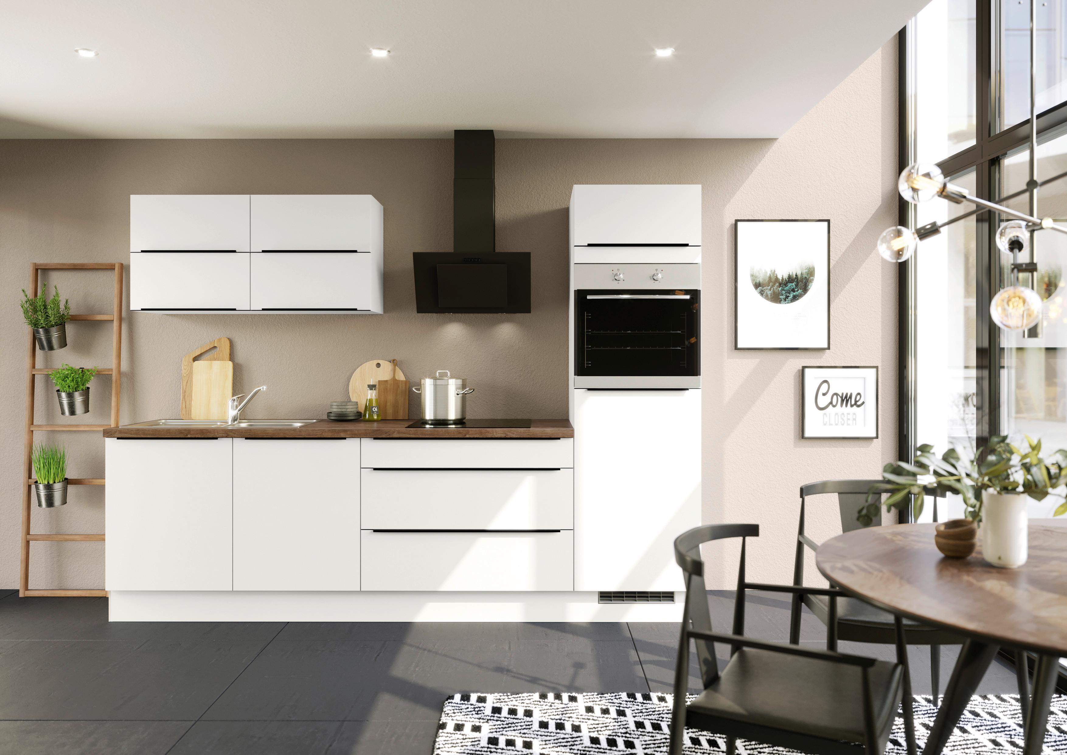 Küchenleerblock Ibz 4280 U6 - Eiche dunkel/Weiß, Design, Holzwerkstoff (280cm) - Impuls