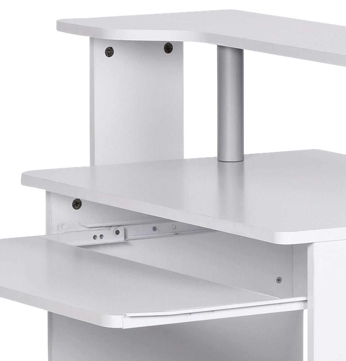 Písací stôl s nástavcom pre monitor biela - biela, Konventionell, kompozitné drevo (94/48,5/90,5cm) - MID.YOU