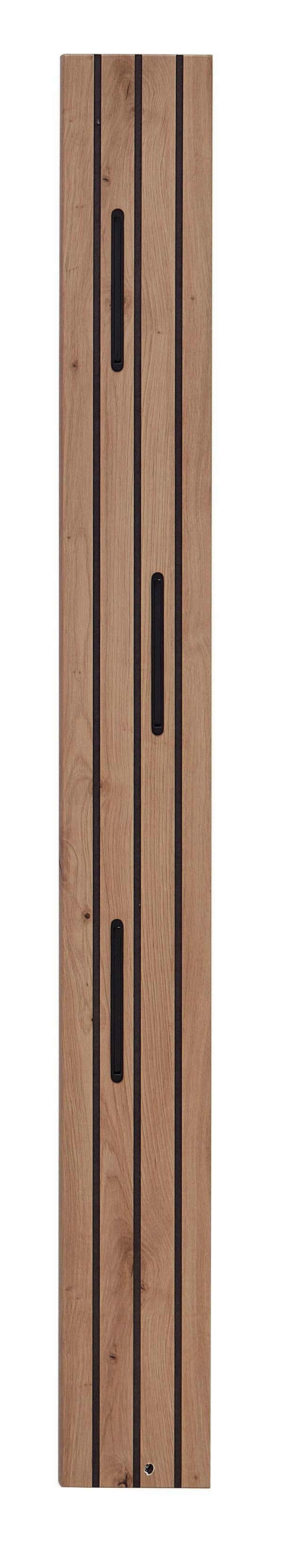 Garderobenpaneel Fresno Schwarz/Eiche Artisan, B: 16cm - Schwarz/Eiche Artisan, Design, Holzwerkstoff (16/150/2cm) - Livetastic