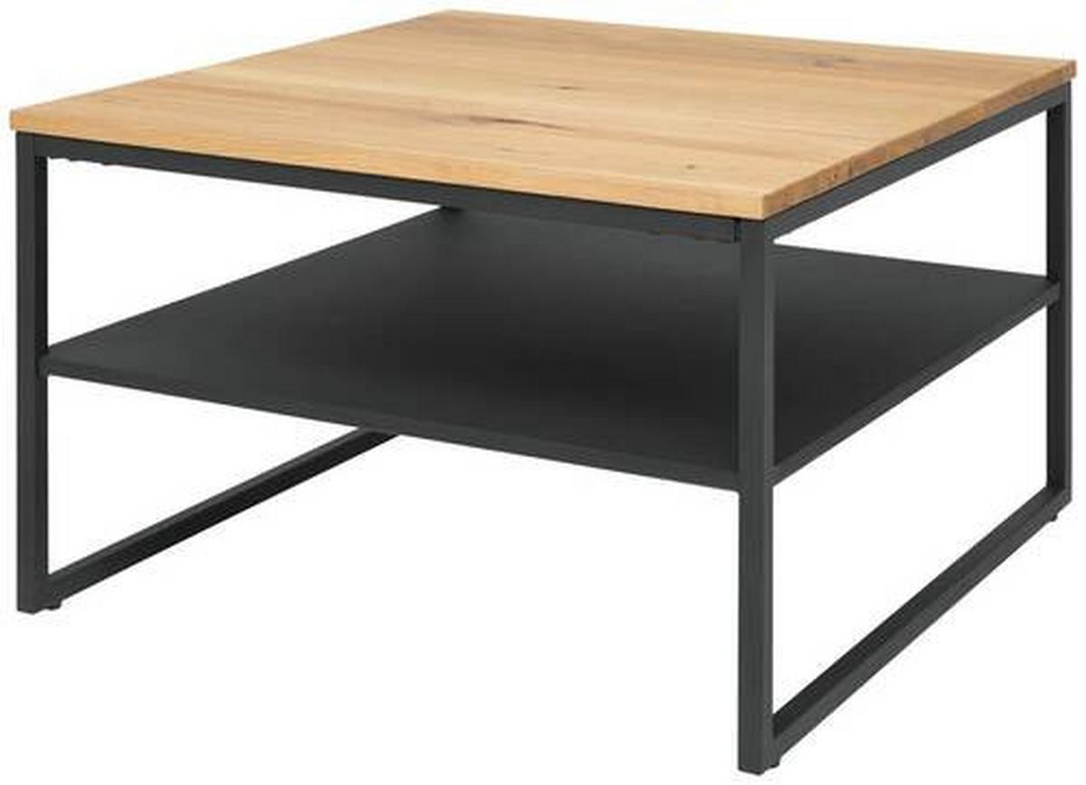 Konferenční stolek 70x70cm - černá/přírodní barvy, Moderní, kov/dřevo (70/44/70cm)