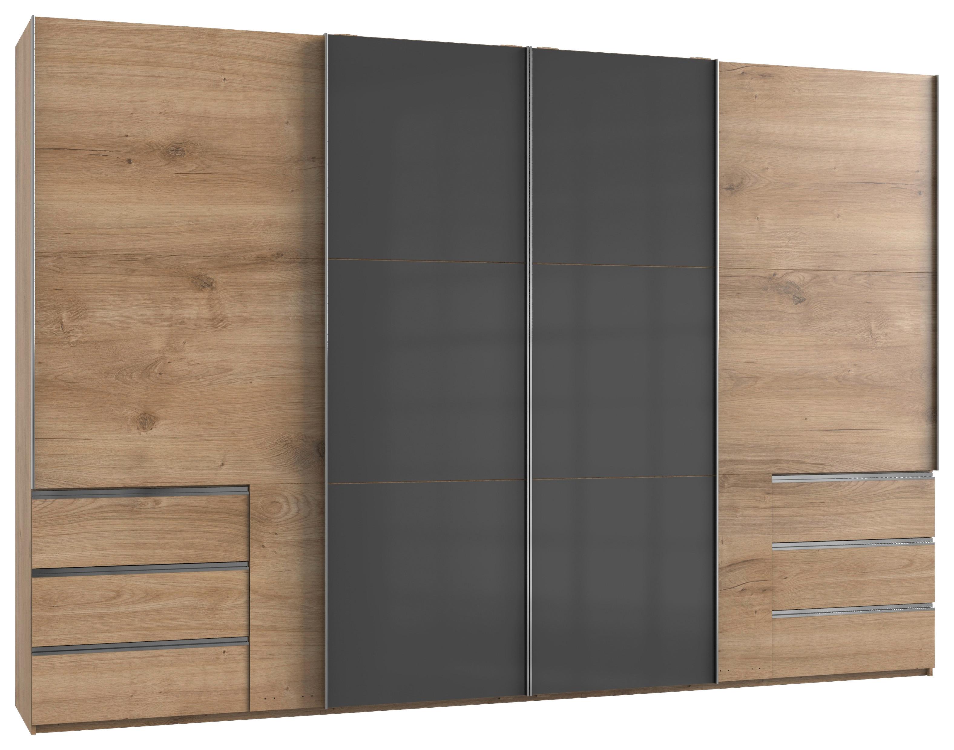 Schwebetürenschrank B: 350 Cm Level 36c Grau/eiche Dekor - Eichefarben/Grau, MODERN, Holzwerkstoff (350/236/65cm) - MID.YOU