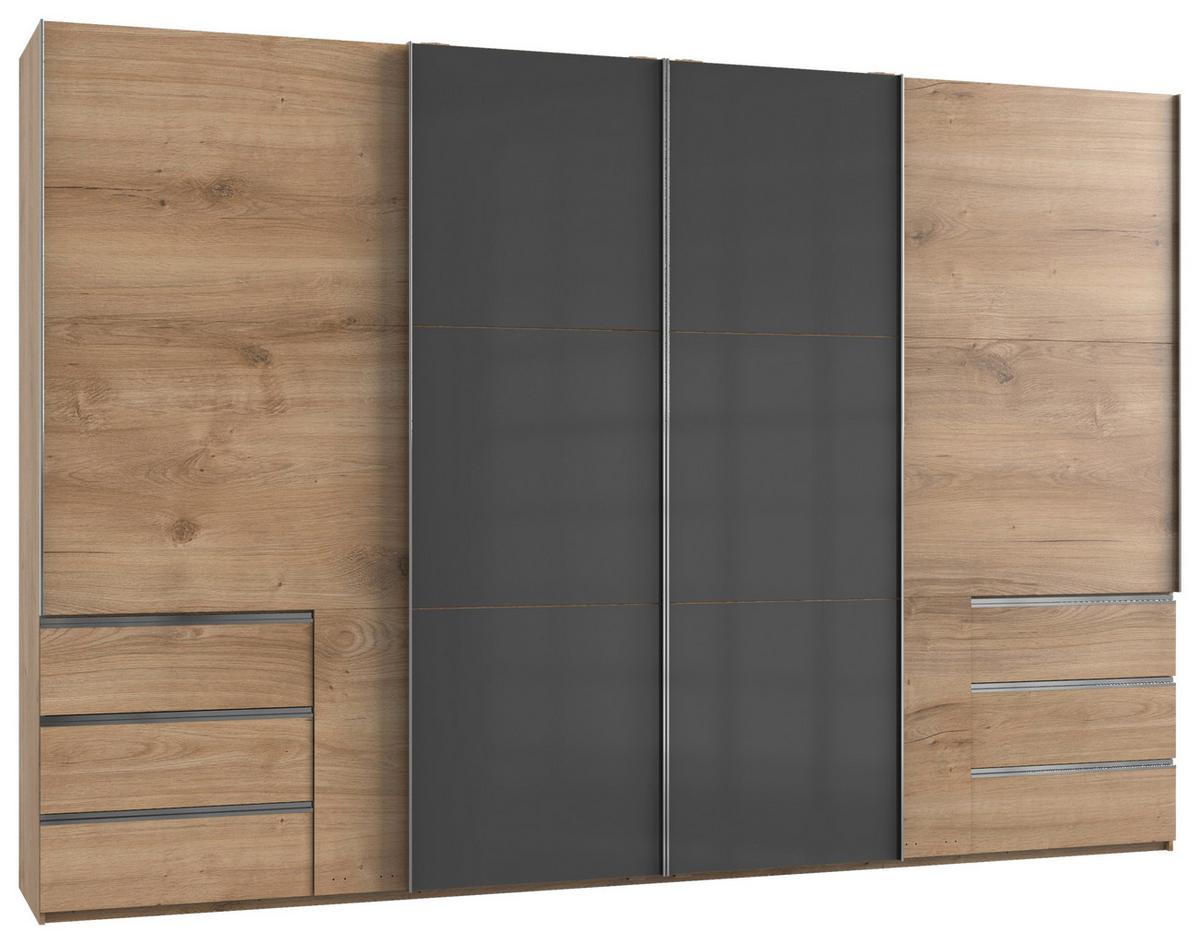 Schwebetürenschrank B: 350 Cm Level 36c Grau/eiche Dekor - Eichefarben/Grau, MODERN, Holzwerkstoff (350/236/65cm) - MID.YOU