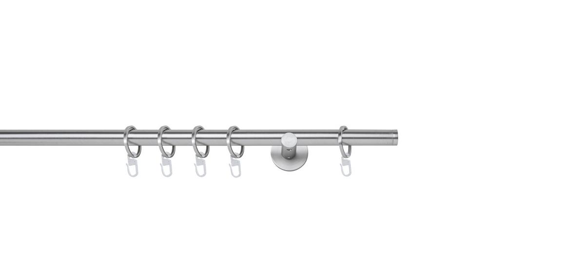 Rundstangengarnitur Edelstahlfarben L: 160 cm - Edelstahlfarben, Basics, Metall (160cm)