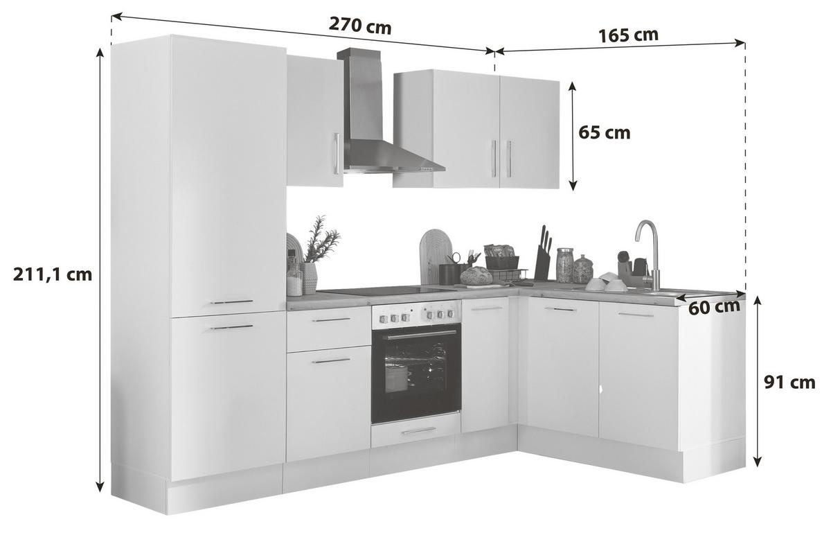 Eckküche Turin Schwarz/eiche Dekor 270x165 Cm - Schwarz/Eiche Artisan, Basics, Holzwerkstoff (270/165cm) - MID.YOU