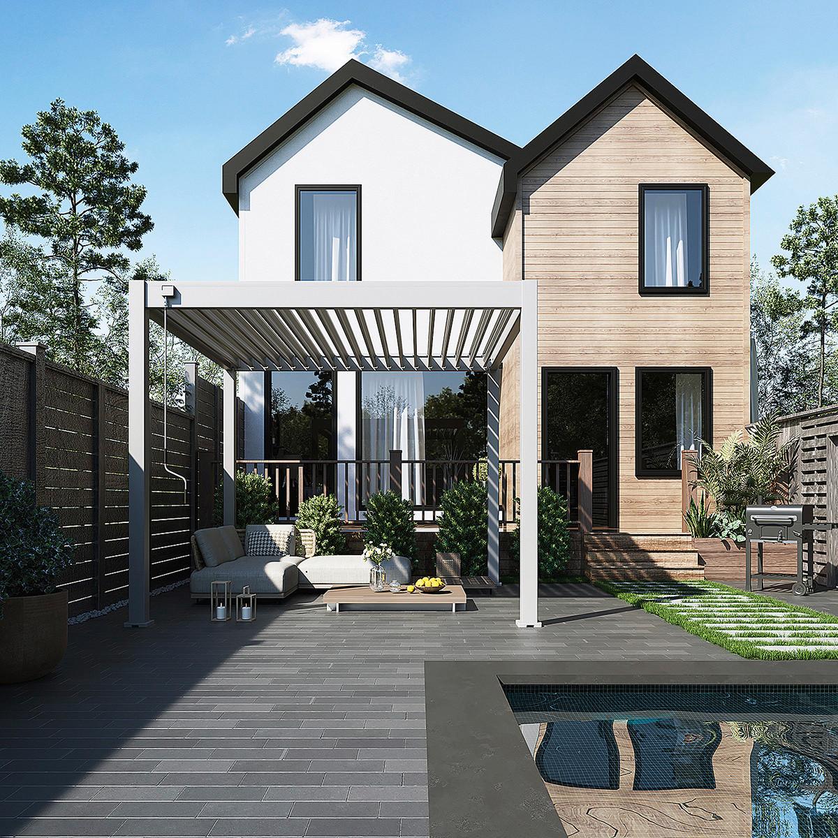 Pergola 300x300 cm Wetterbeständig, Perlmutt - Perlmutt, Basics, Metall (300/300/255cm)