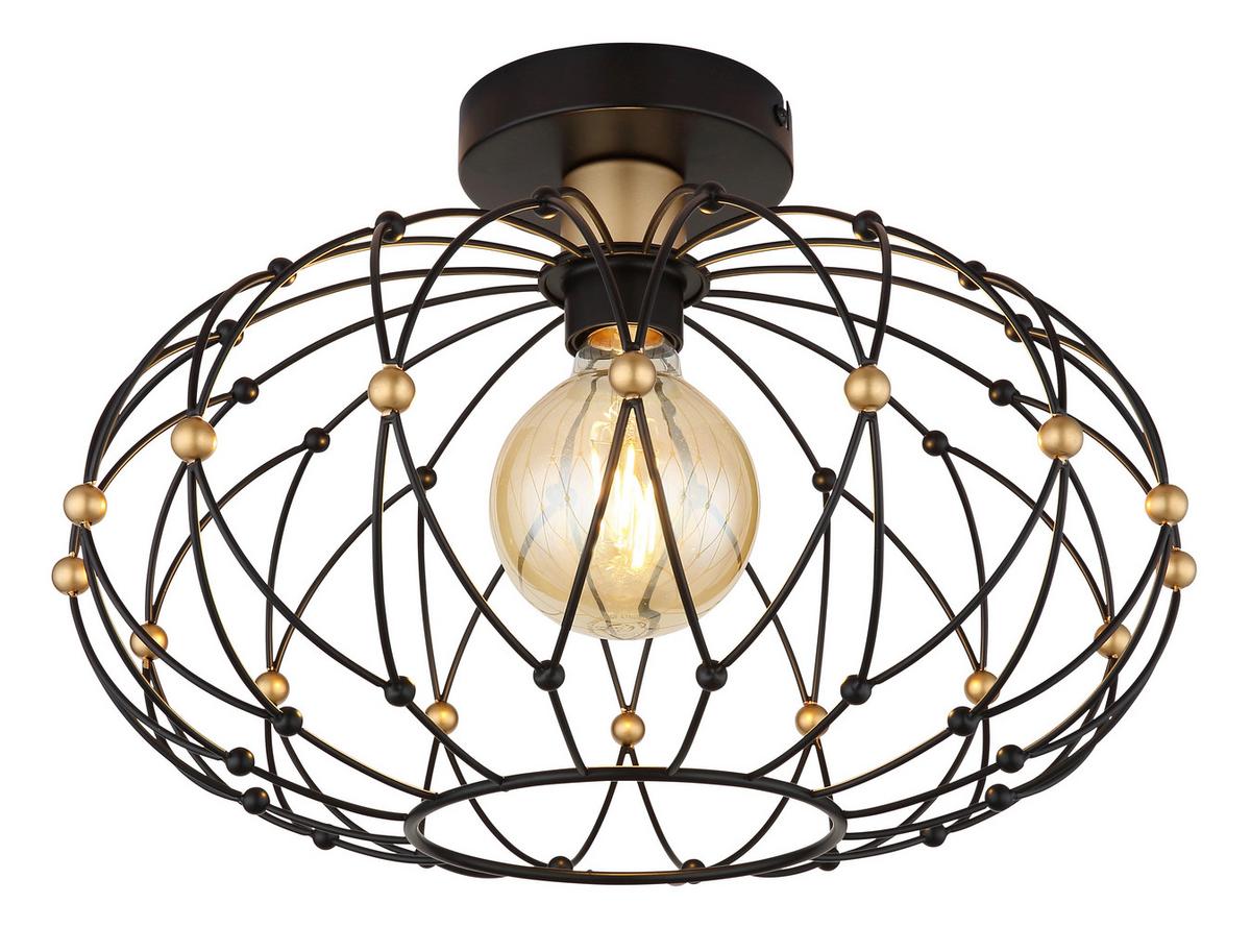 Deckenleuchte Schwarz Goldfarben D: 40 cm - Goldfarben/Schwarz, Design, Metall (40/25cm) - Globo