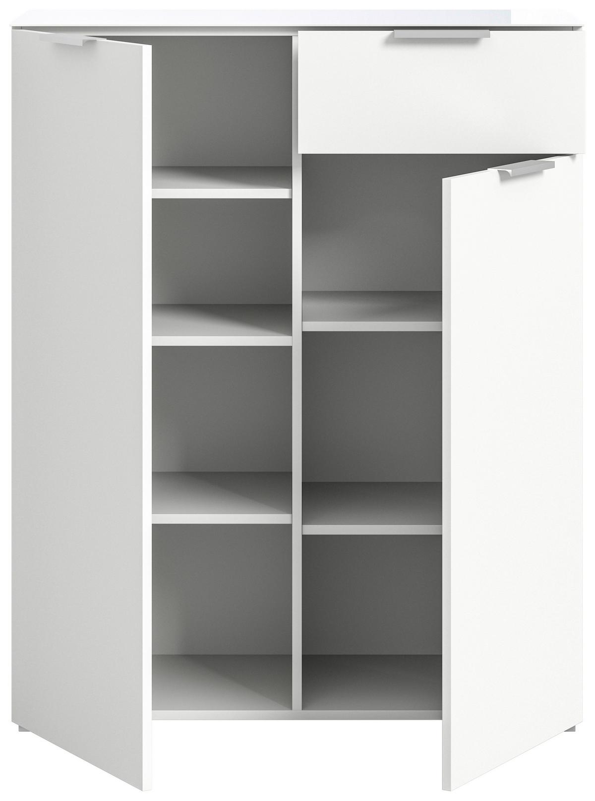 Kommode Ray Weiß B: 90 cm - Silberfarben/Weiß, Design, Glas/Holzwerkstoff (90/112/40cm) - Livetastic