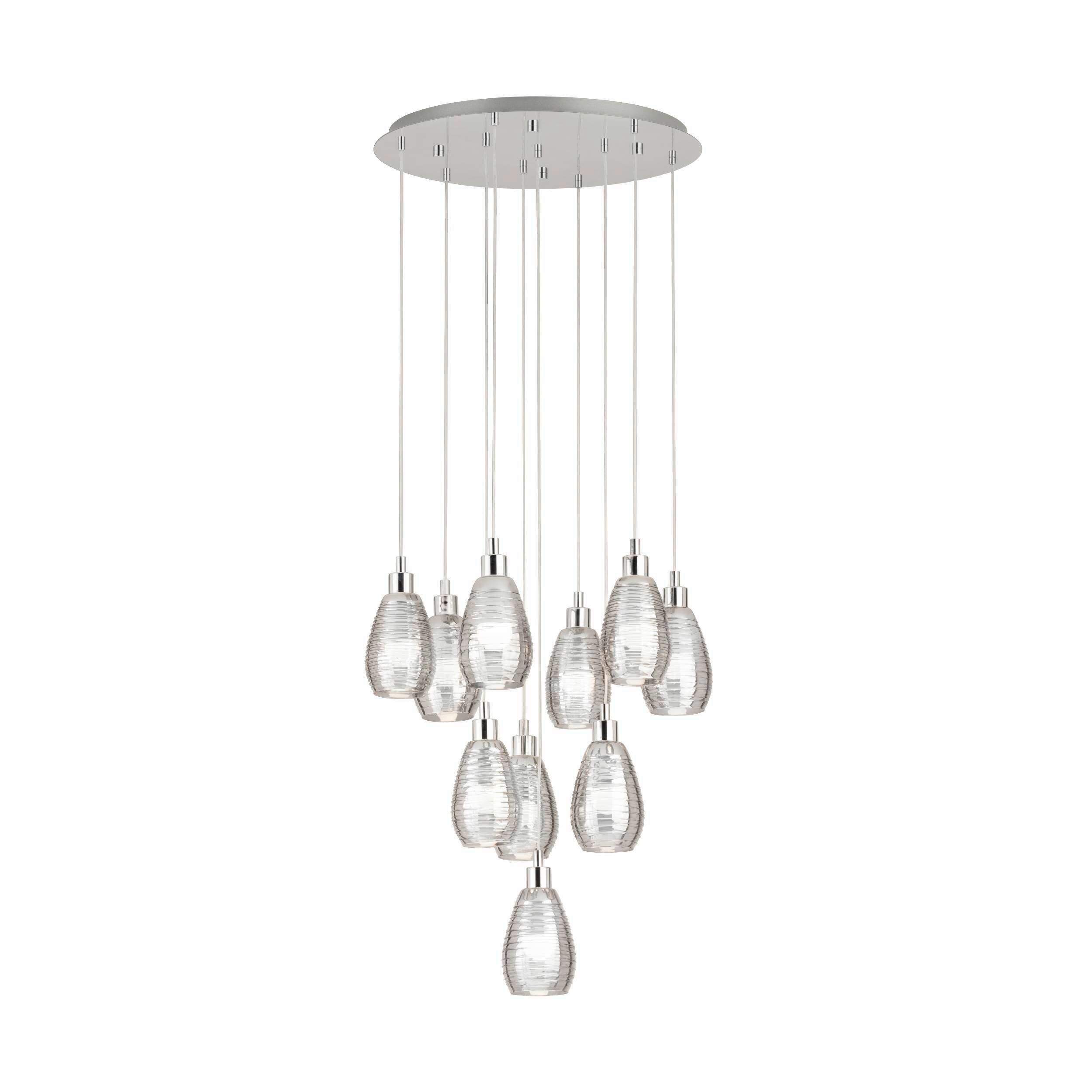 Hängeleuchte Siracusa Weiß Chromfarben D: 61,5 cm - Chromfarben/Weiß, Design, Glas/Metall (61,5/150cm) - Eglo
