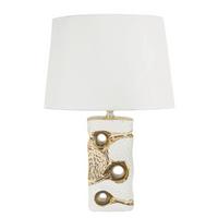 Tischleuchte Florida Weiß/goldfarben B:30cm - Goldfarben/Weiß, Basics, Keramik/Textil (30/43.5/30cm)