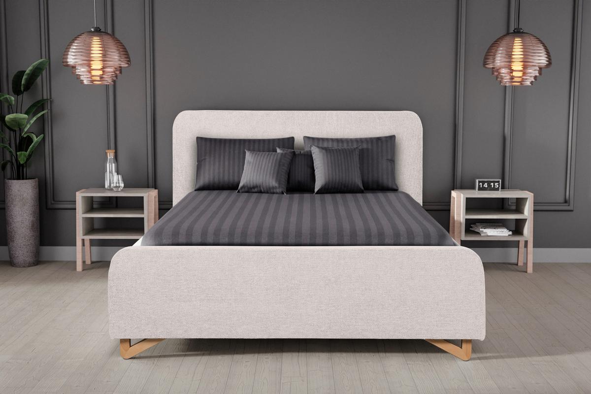 Polsterbett mit Bettkasten Flamingo Perlmutt 180x200 cm - Hellbraun/Perlmutt, MODERN, Holz/Holzwerkstoff (180/200cm) - MID.YOU
