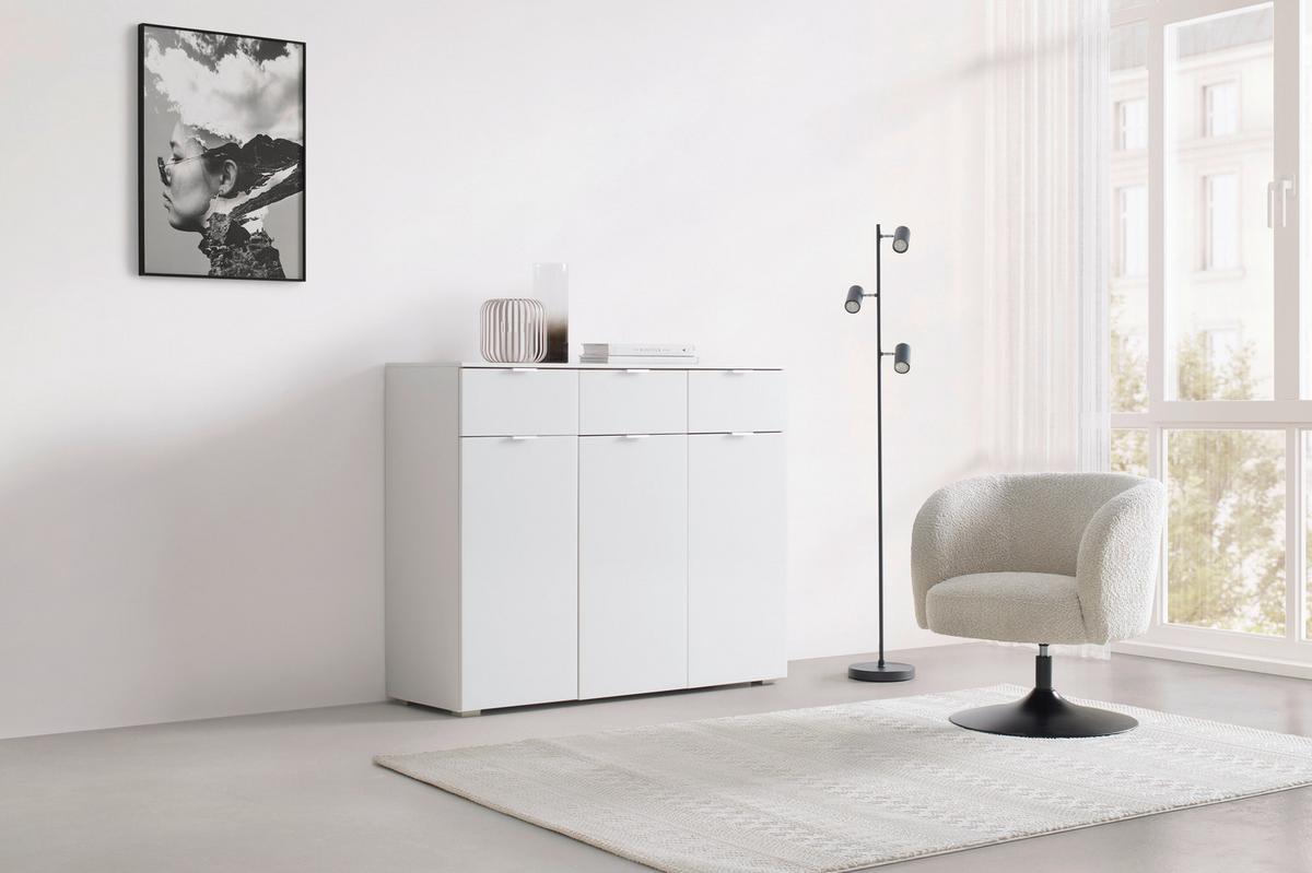 Komoda FIFTY - biela/chrómová, Konventionell, kov/kompozitné drevo (120/100/42cm) - Premium Living