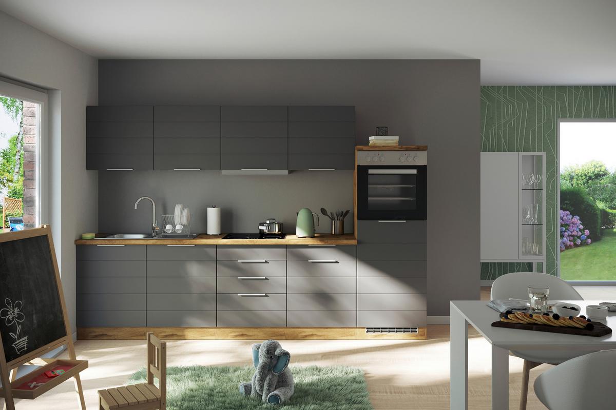 Kochfeldumbauschrank Florenz B: 60 Cm Für Kochfeld - Eiche Wotan/Grau, Design, Holzwerkstoff (60/86/60cm) - Held