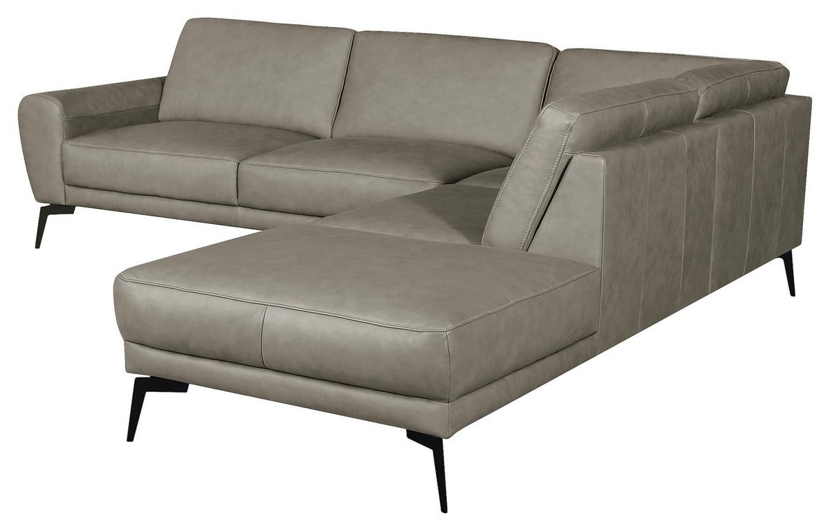 Ecksofa Spring, Grau S: 273x250 cm - Schwarz/Grau, Design, Leder (273/250cm) - Livetastic