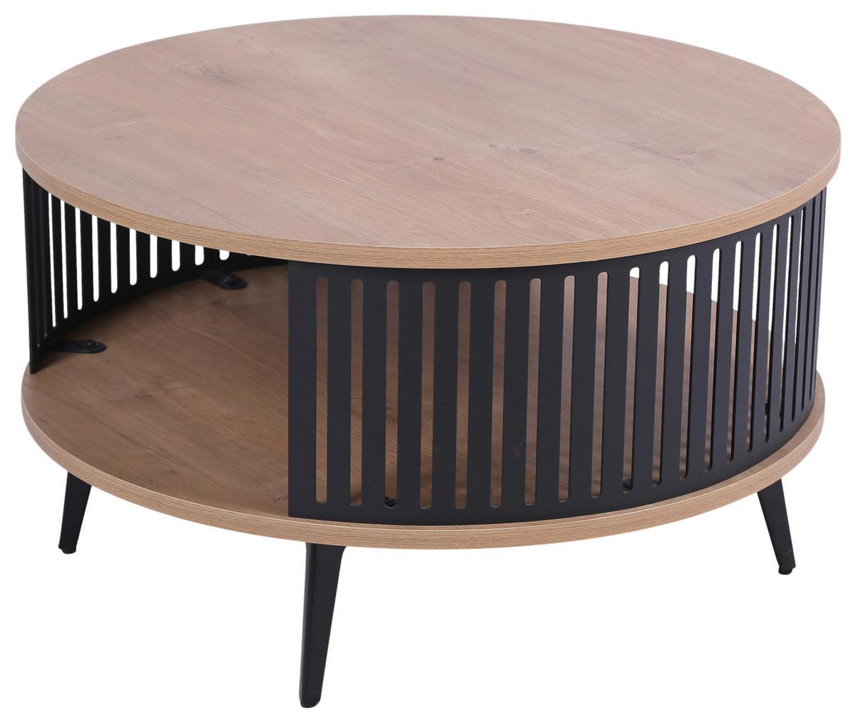 Couchtisch Santiago Mdf Eiche, B: 75 cm - Eichefarben/Schwarz, MODERN, Holzwerkstoff/Metall (75/44/75cm)