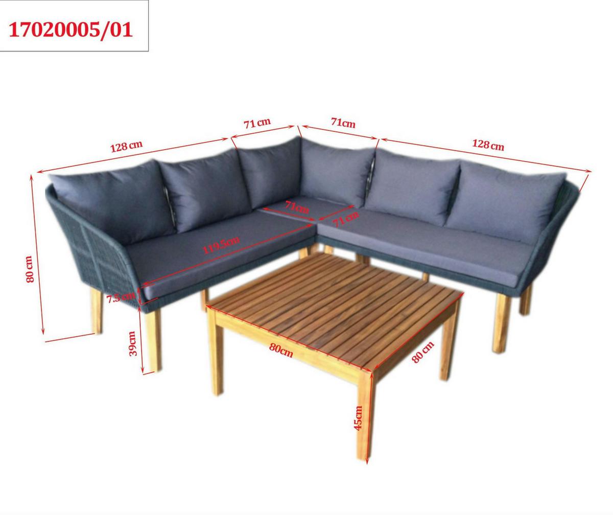 Lounge Garnitúra Trendy - akáciaszínű/antracit, Modern, textil/fa (199/199cm) - Beldano