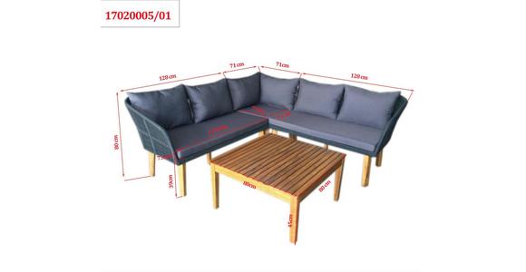 Loungegarnitur Trendy Aus Holz/Metall mit Kissen - Anthrazit/Grau, MODERN, Holz/Textil (199/199cm) - Beldano