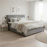 Boxspring posteľ MELIA, 180x200, sivá - čierna/sivá, Modern, drevo/kompozitné drevo (180/200cm)
