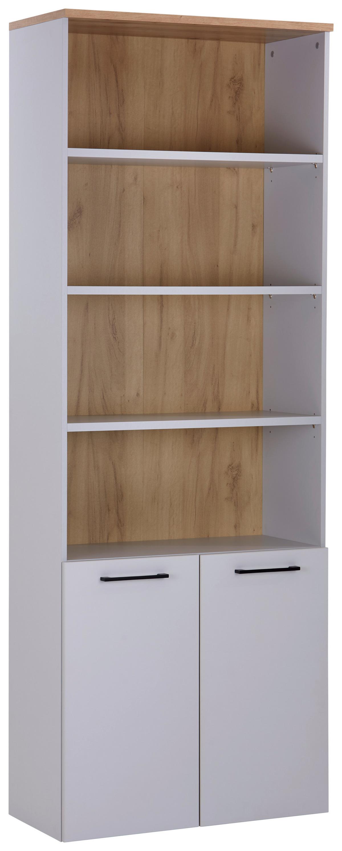 Aktenregal Kontor 3 Eiche Dekor Grau B: 80 cm - Eichefarben/Grau, MODERN, Holzwerkstoff (80/220/38cm)