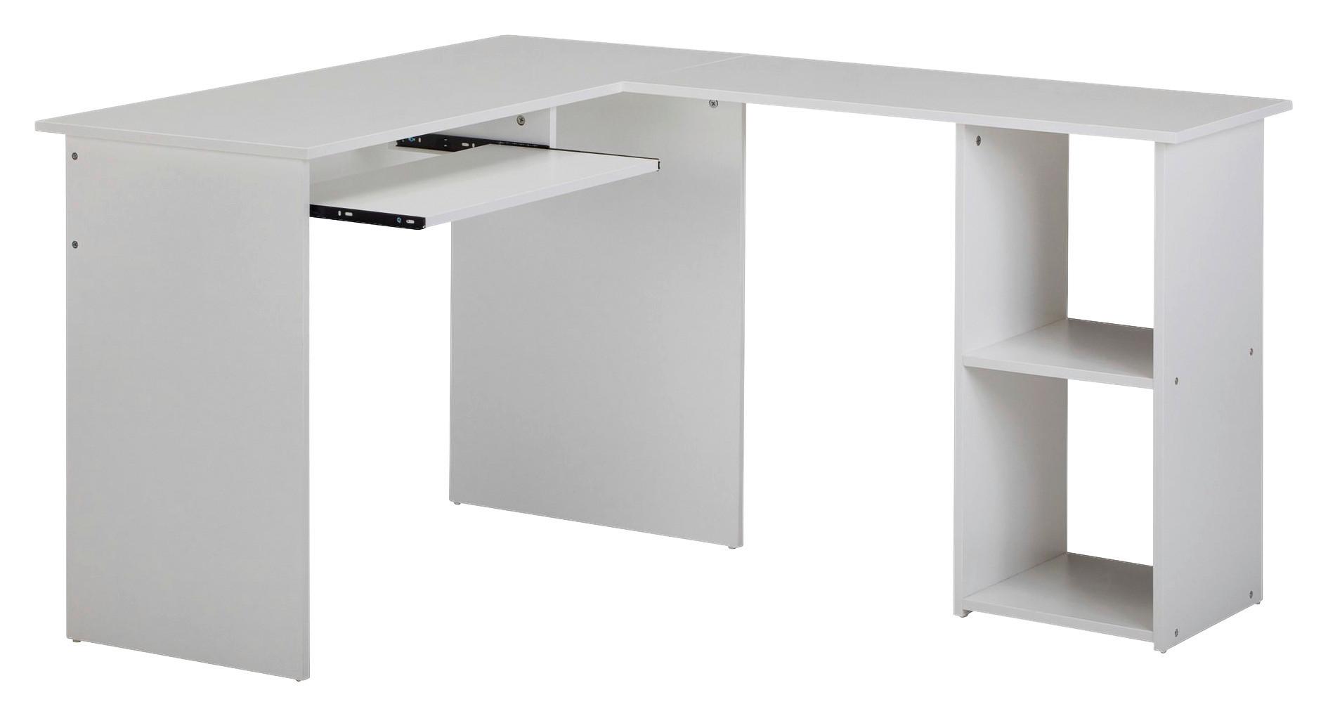 Písací stôl s úložným priestorom wohnling - biela, Modern, kompozitné drevo (120/140/75,5cm) - MID.YOU