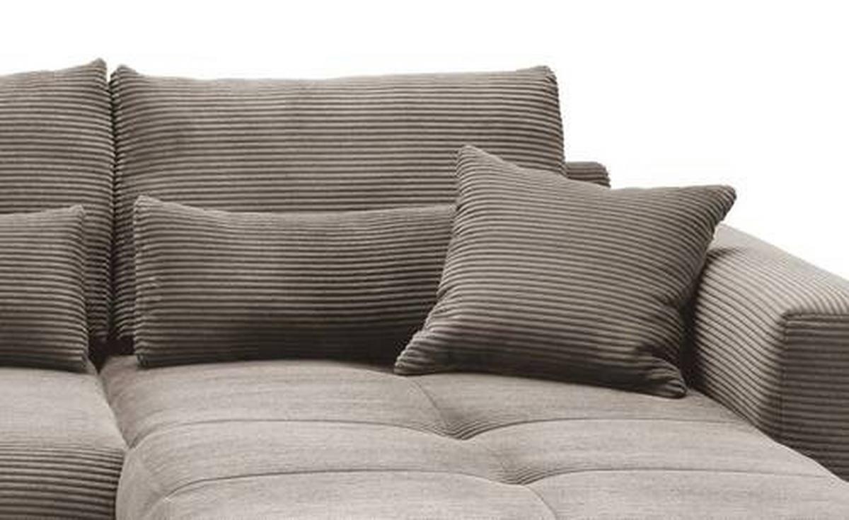 Ecksofa Federico Graubraun S: 302/188 cm - Graubraun/Schwarz, MODERN, Holz/Textil (302/188cm) - MID.YOU