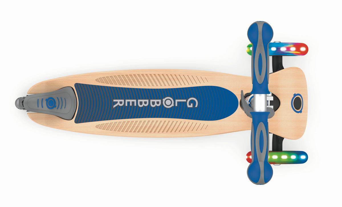 Kinder-Dreiradscooter Globber Primo, Blau, klappbar - Blau/Birkefarben, Basics, Holz/Kunststoff (56/77,5/28cm)