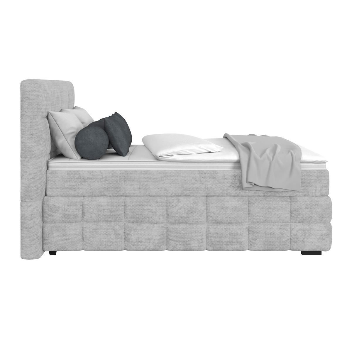 Čalúnená posteľ VEGA 140x200 cm, svelosivá - čierna/zelená, Trend, drevo/textil (140/200cm)