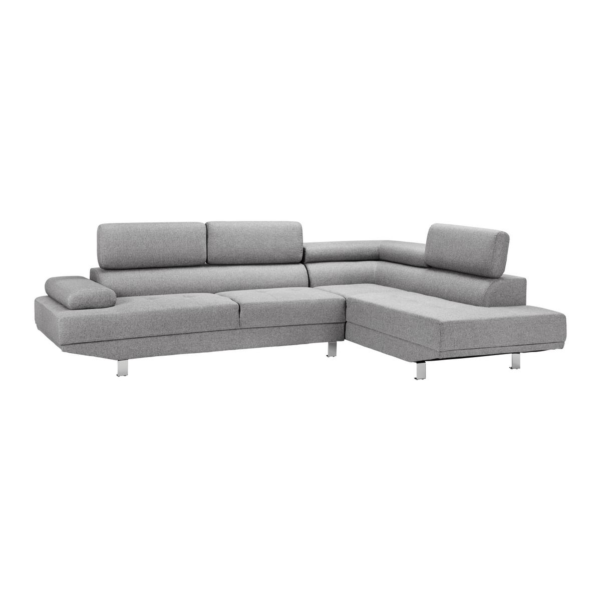 Sedací souprava EMELY, světle šedá - světle šedá/barvy chromu, Moderní, kov/dřevo (267/70/195cm) - Bessagi Home