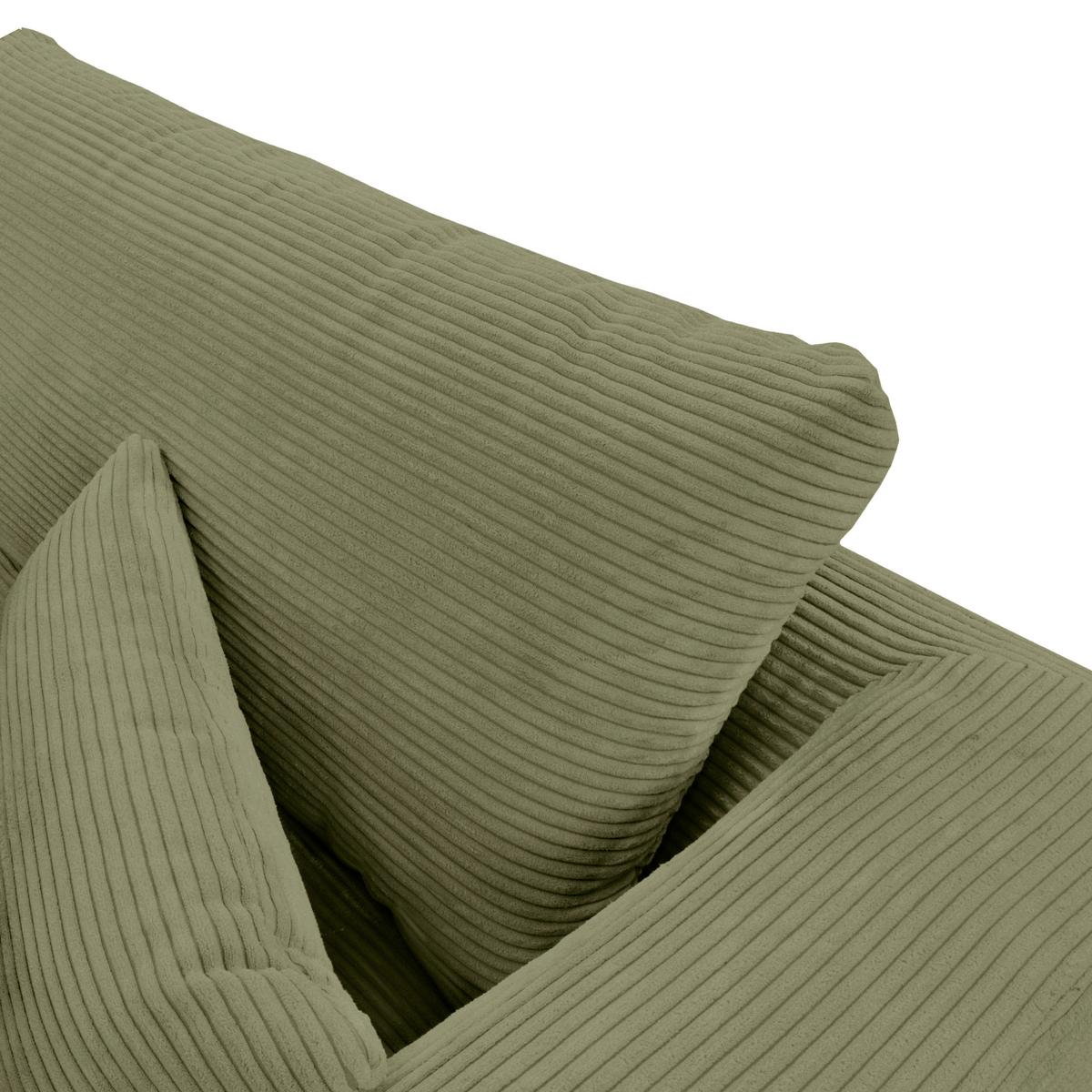 Ecksofa Berlin Cord Olivgrün 313x172 cm - Schwarz/Olivgrün, Design, Textil (313/172cm) - Livetastic