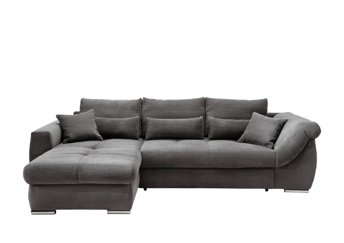 Ecksofa Federico Grau S: 188/302 Cm - Chromfarben/Grau, MODERN, Holz/Textil (188/302cm) - MID.YOU