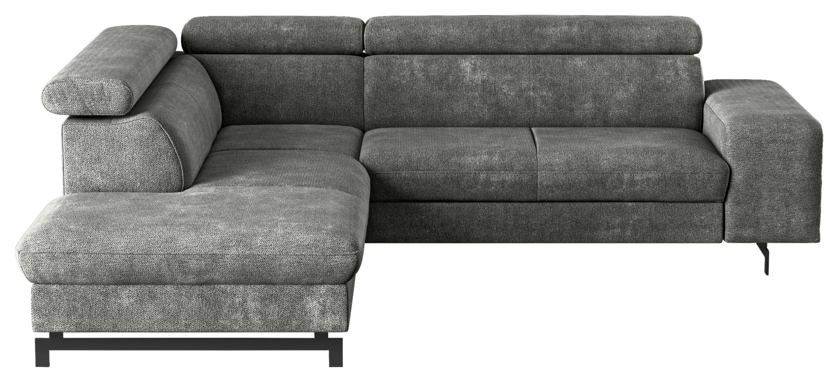 Ecksofa Mit Bettkasten Emma Grau 215x262 Cm - Schwarz/Grau, Textil (215/262cm) - MID.YOU