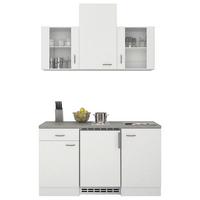 Miniküche Mit Kühlschrank + Kochfeld 150,5cm Weiß/grau - Hellgrau/Weiß, MODERN, Glas/Holzwerkstoff (150,5cm) - FlexWell