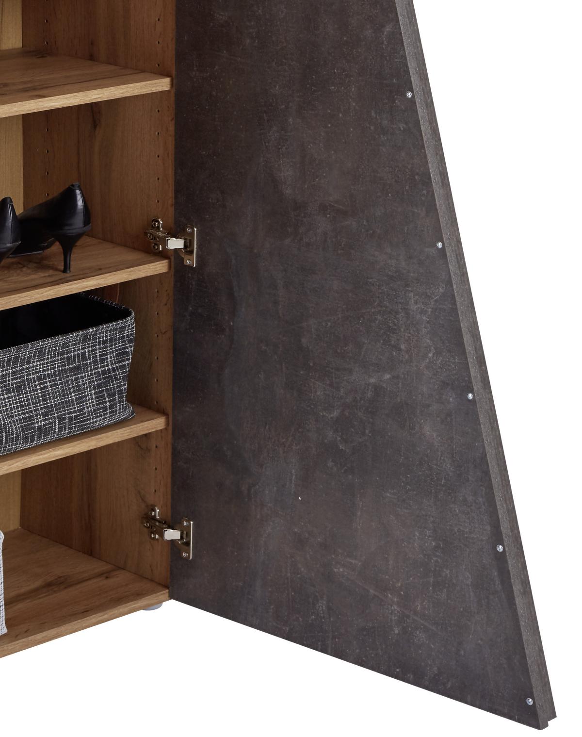 Schuhschrank Venedig Eiche Dekor 2-Türig B: 70 cm - Eichefarben/Dunkelgrau, MODERN, Holzwerkstoff (70/196/35cm)