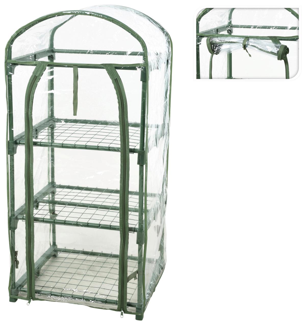 Gewächshaus 37x47x53 cm Kunststoff/Metall - Transparent/Grün, Basics, Kunststoff/Metall (37,0/47,0/53,0cm)