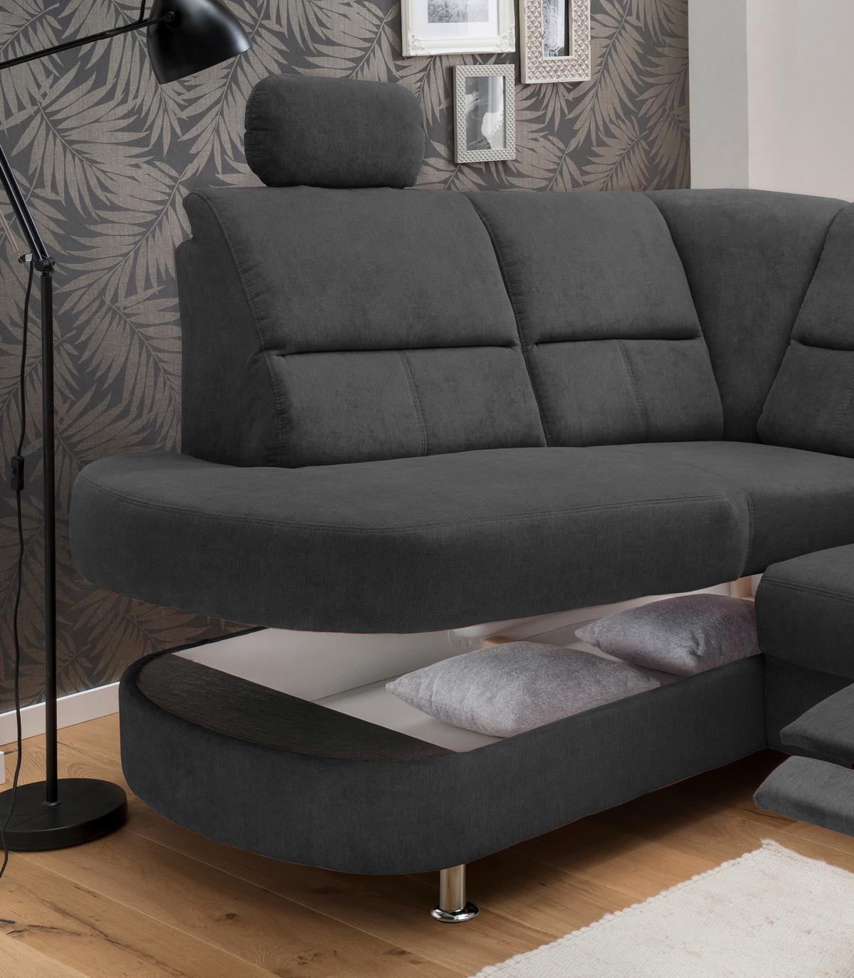 Ecksofa Parole Schwarz S: 184/231 cm - Chromfarben/Schwarz, KONVENTIONELL, Textil (184/231cm) - Livetastic