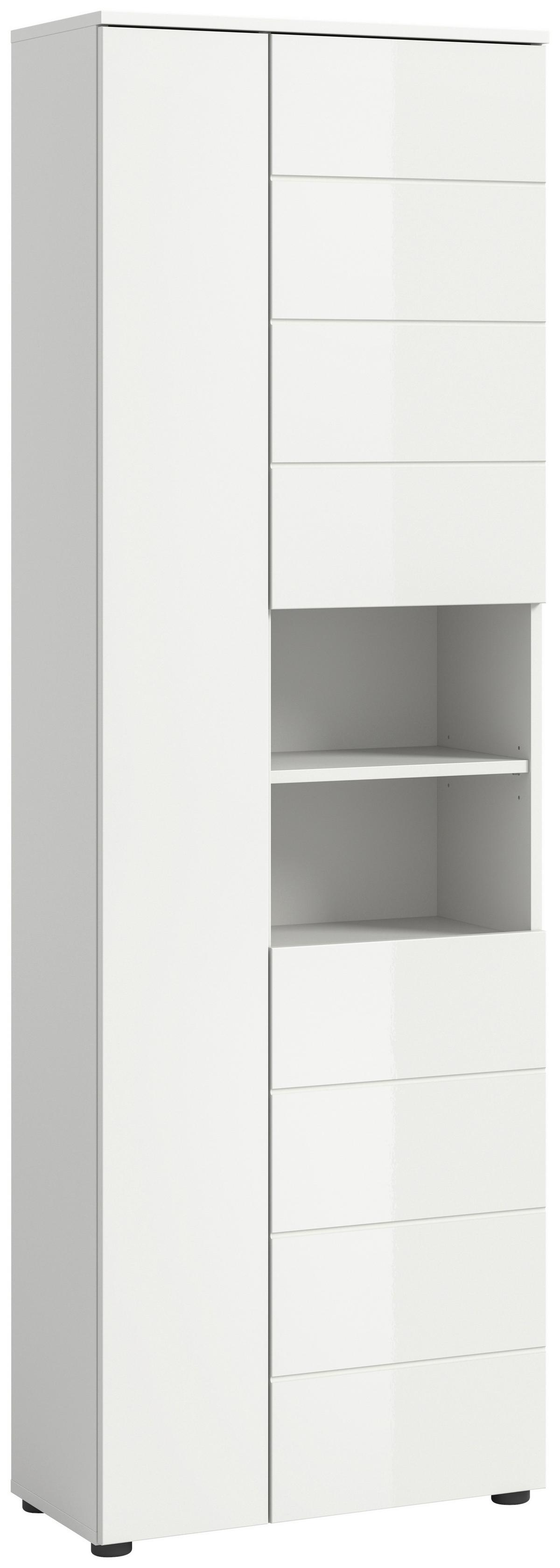 Hochschrank Vira Weiß B: 60 cm - Weiß Hochglanz/Schwarz, MODERN, Holzwerkstoff (60/190/34cm) - MID.YOU