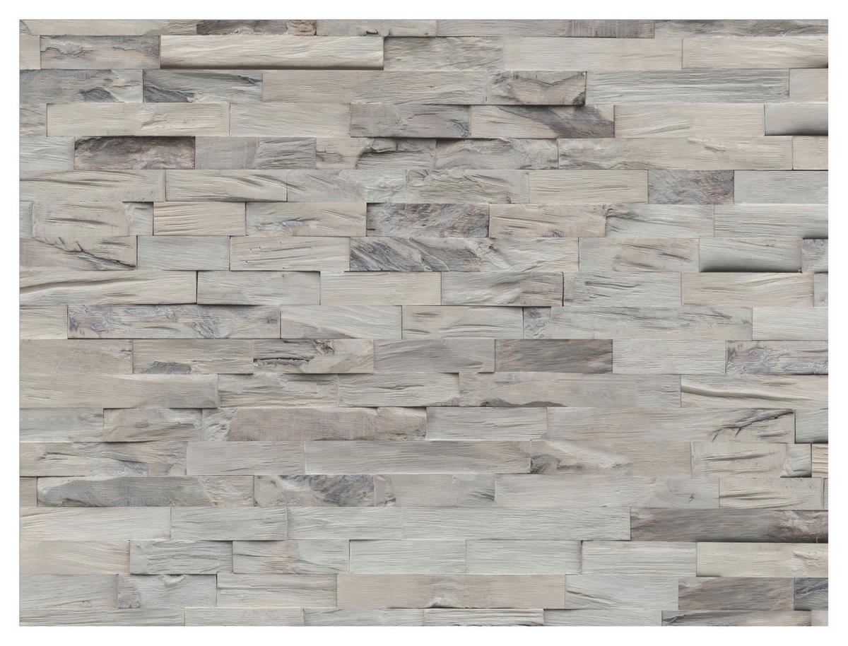 Wandverkleidung Beachwood Hevea Sunbleached - Grauweiß, Basics, Holz (61/15/2cm)