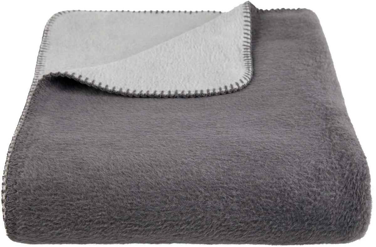 Kuscheldecke Lani Anthrazit/Silber 150x200 cm - Anthrazit/Silberfarben, MODERN, Textil (150/200cm) - Luca Bessoni